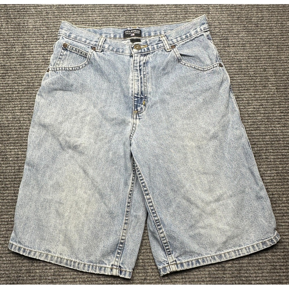 VTG Polo Jeans Co Ralph Lauren Shorts Youth 16 Cargo Carpenter Denim Relax 28x11 - Picture 1 of 9